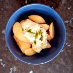 Menu MD40 — tomates mozza, lieu noir purée patate douce & pêche skyr